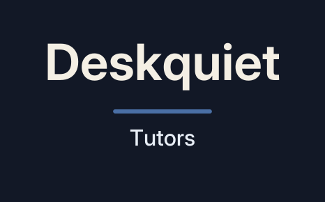 Sample logo for a fictional tutoring business, Deskquiet Tutors