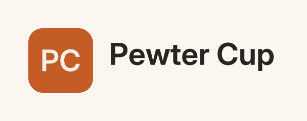 Sample logo for a fictional café, Pewter Cup