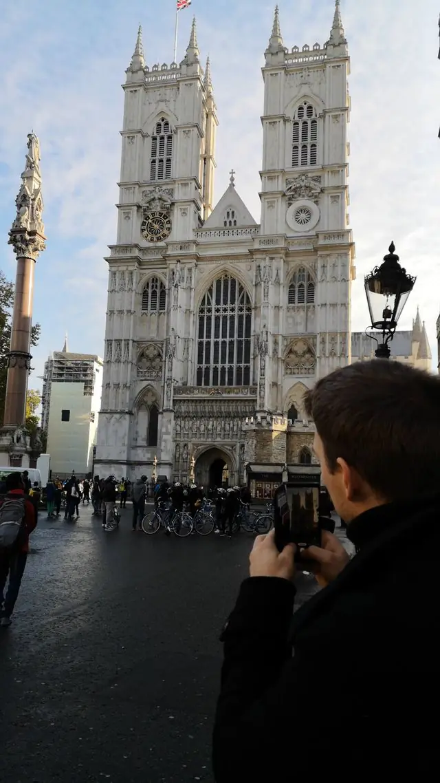 People outside Westminster Abbey in London.